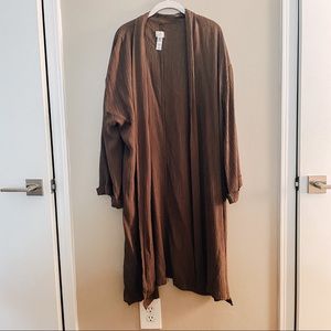 Grayish/Brown Long Sleeve Kimono